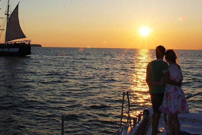 Sunset Sailing Catamaran Cruise in Santorini with BBQ and Drinks - Sailing beside the volcano and Palea Kameni